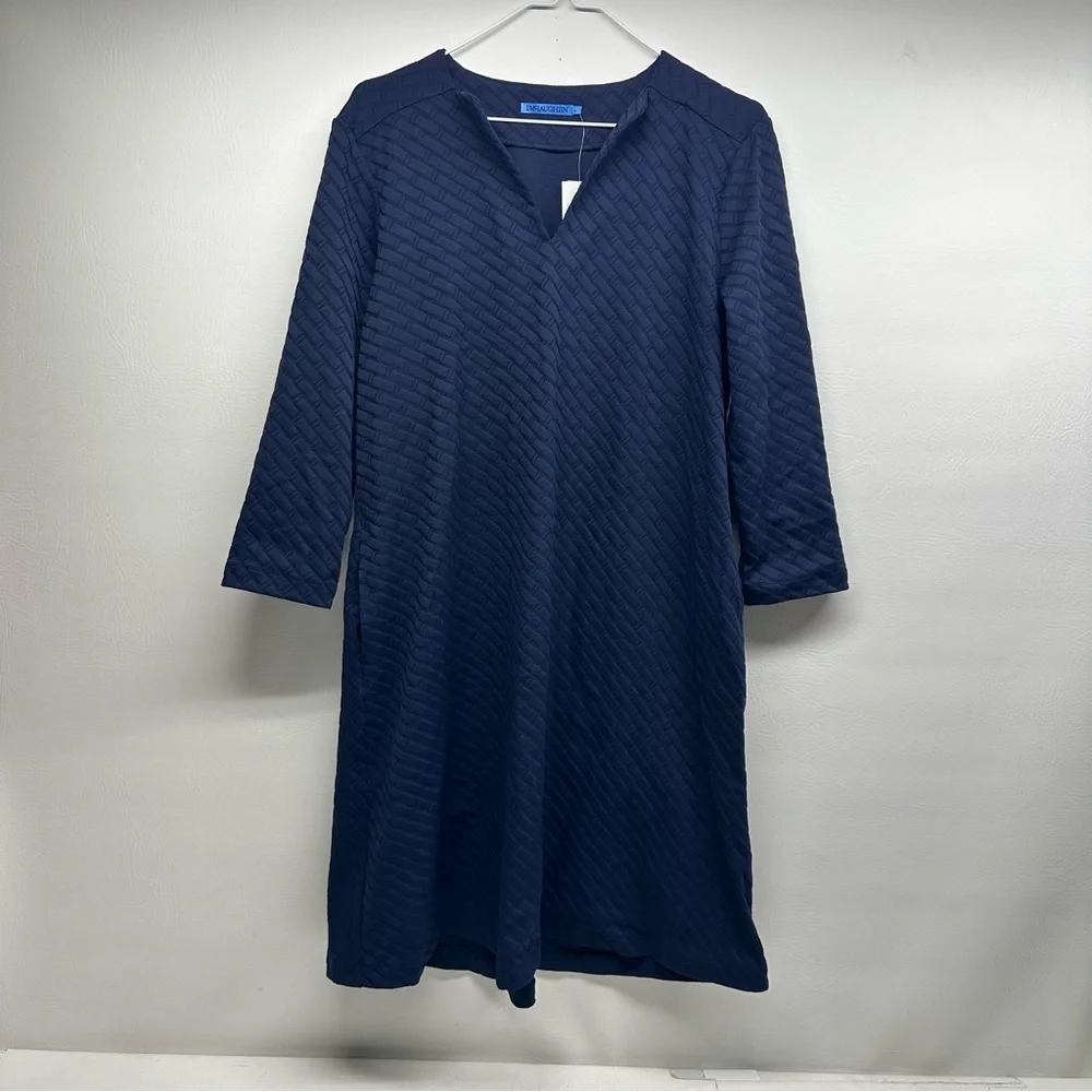 NWT J.McLaughlin Octavia Geo Jaquard Split V-Neck 3/4 Sleeve Shift Dress
